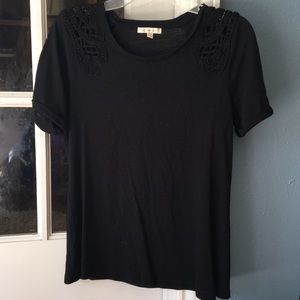 Skies are blue black embroidered shirt